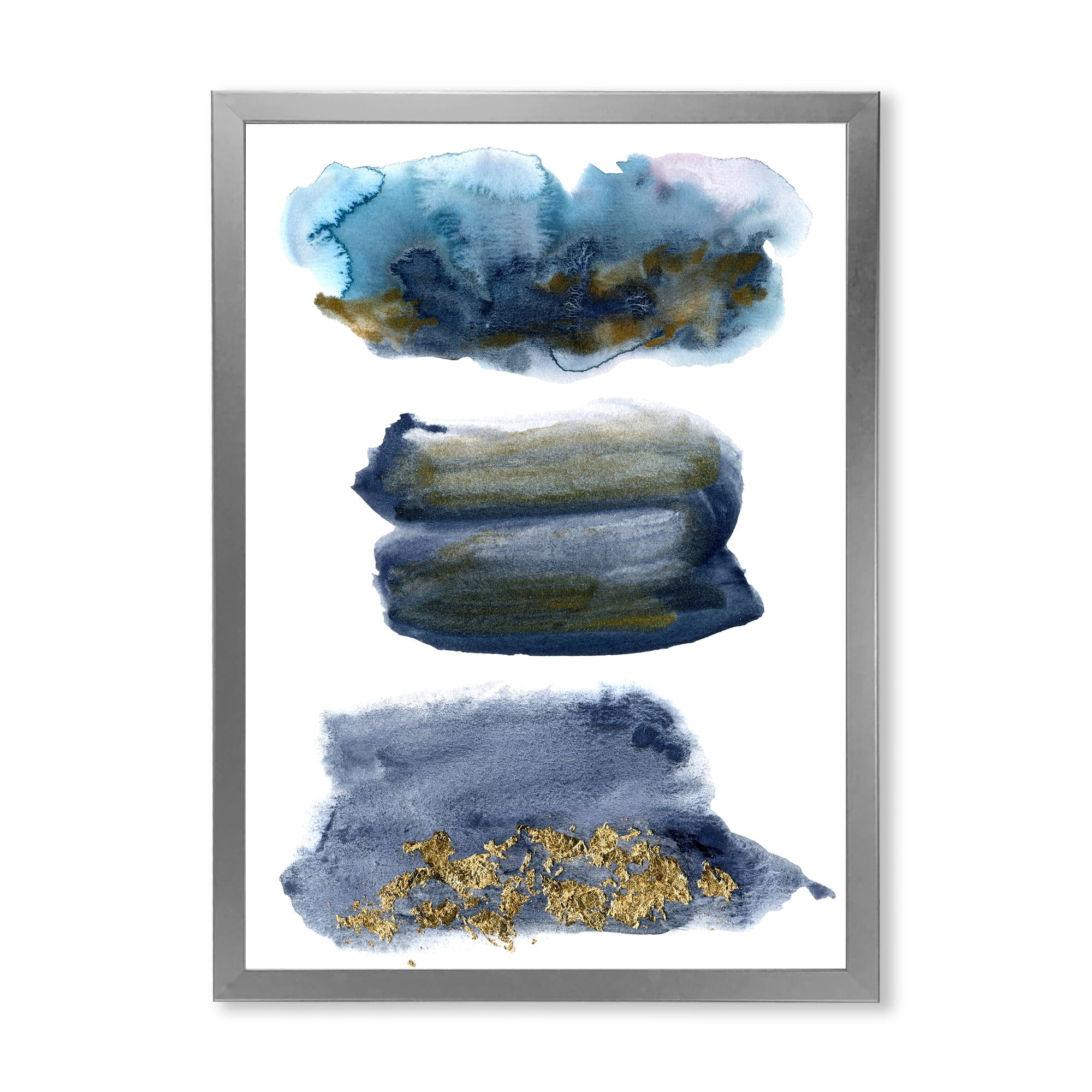 Designart 'Abstracts Clouds With Golden Touches' Modern Framed Art Print