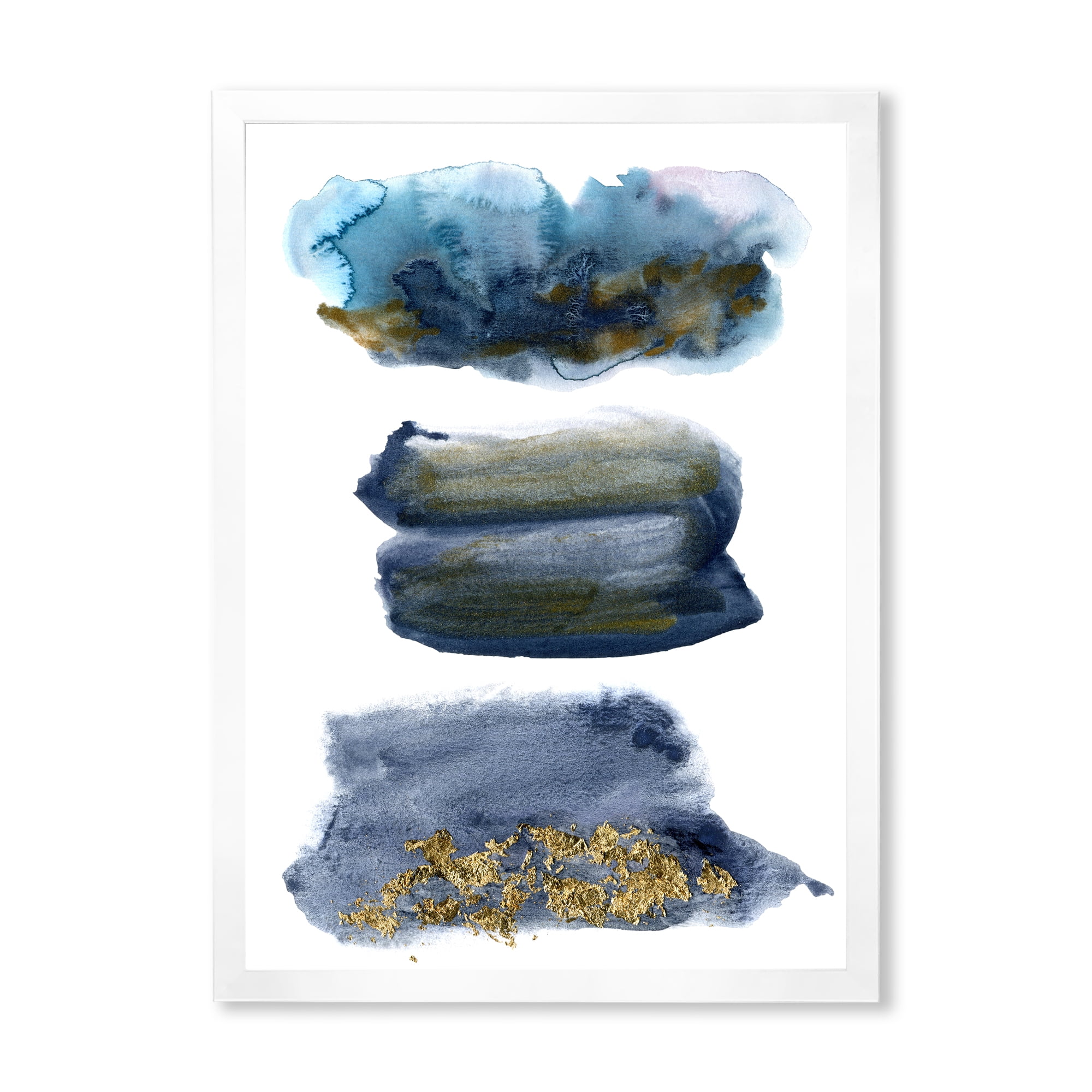 Designart 'Abstracts Clouds With Golden Touches' Modern Framed Art Print