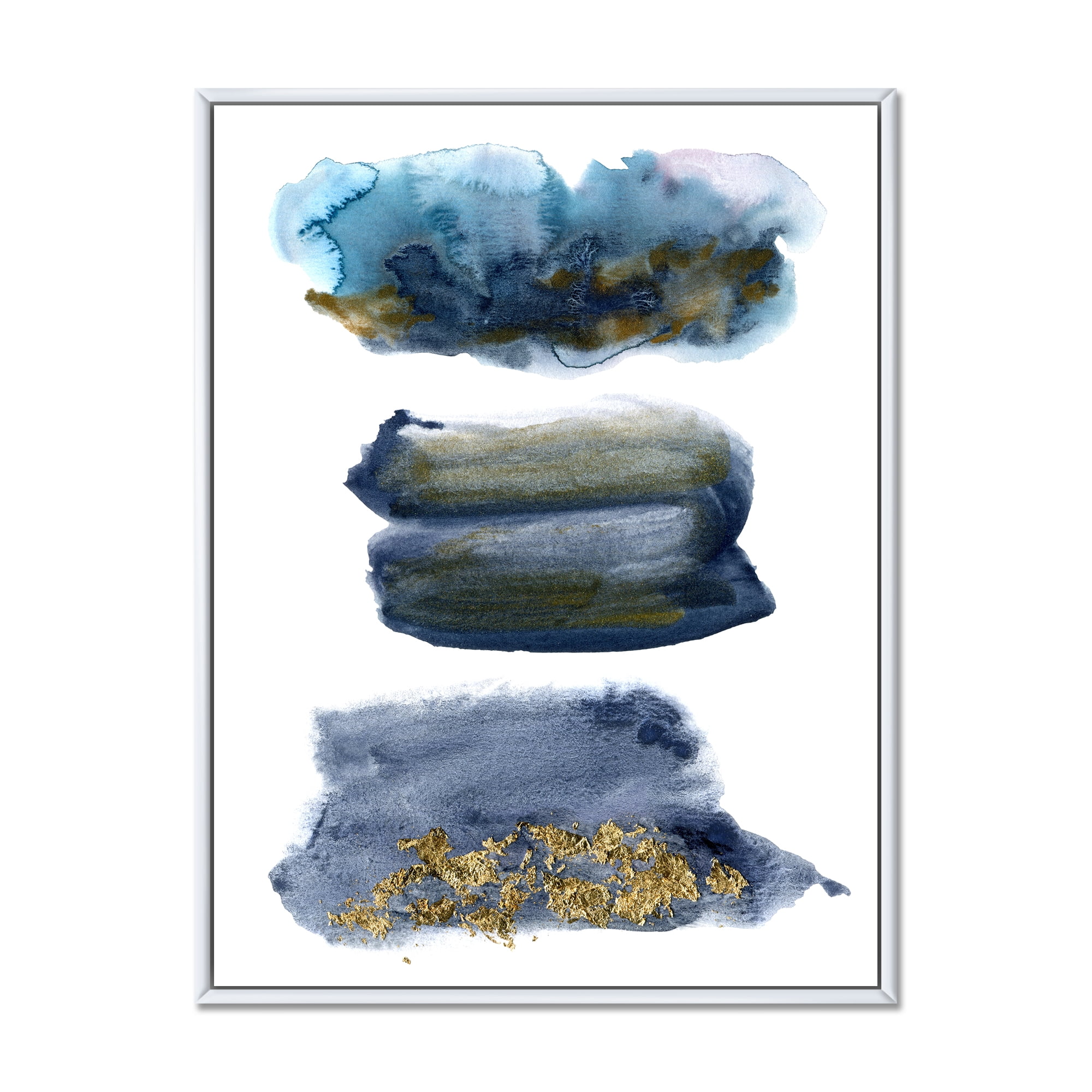 Designart 'Abstracts Clouds With Golden Touches' Modern Framed Canvas Wall Art Print