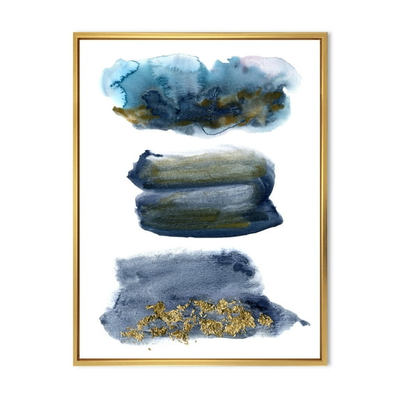 Designart 'Abstracts Clouds With Golden Touches' Modern Framed Canvas Wall Art Print