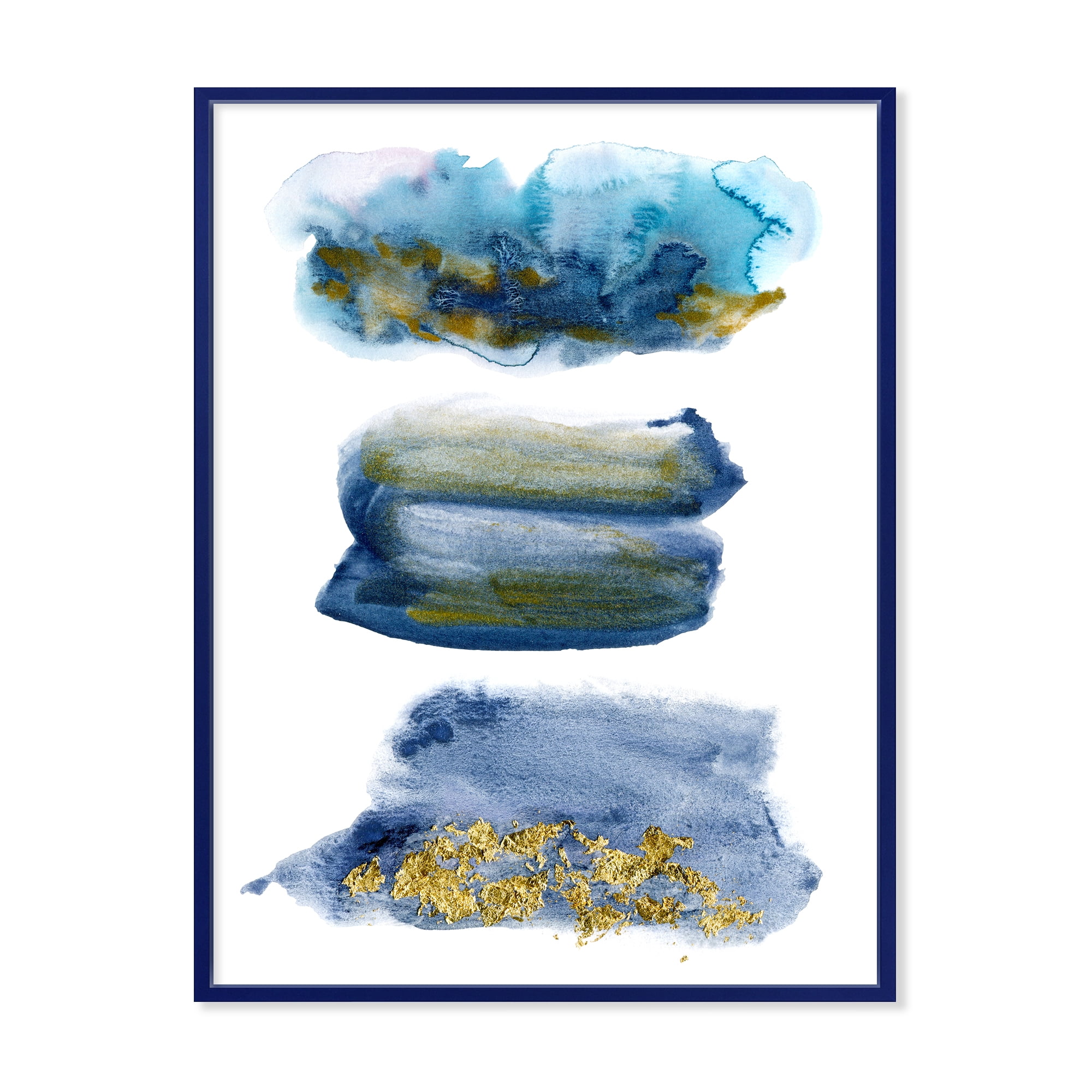 Designart 'Abstracts Clouds With Golden Touches' Modern Framed Canvas Wall Art Print