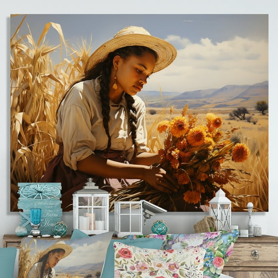 Designart "Abundance Harvest African Painting V" African Wall Art Living Room