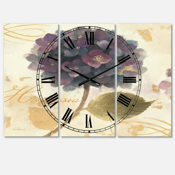 Designart 'Abundant Hydrangea Flower I' Farmhouse wall clock