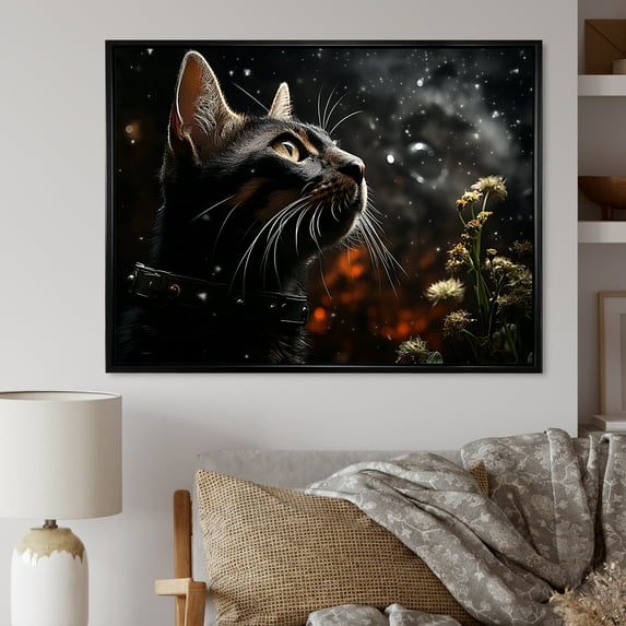 Designart "Abyssinian Feline Explorer" Animals Cat Floater Framed Canvas Prints