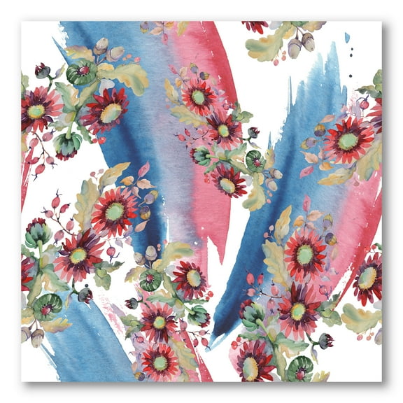 Designart ' Acorn Bouquet and Red Aster ' Modern Canvas Wall Art Print