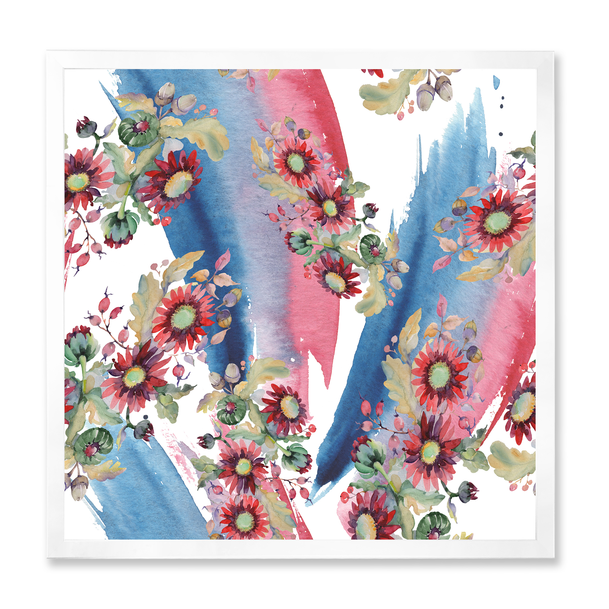Designart 'Acorn Bouquet and Red Aster' Modern Framed Art Print