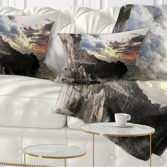 Designart Adiratic Sunset - Landscape Photography Throw Pillow - 12x20