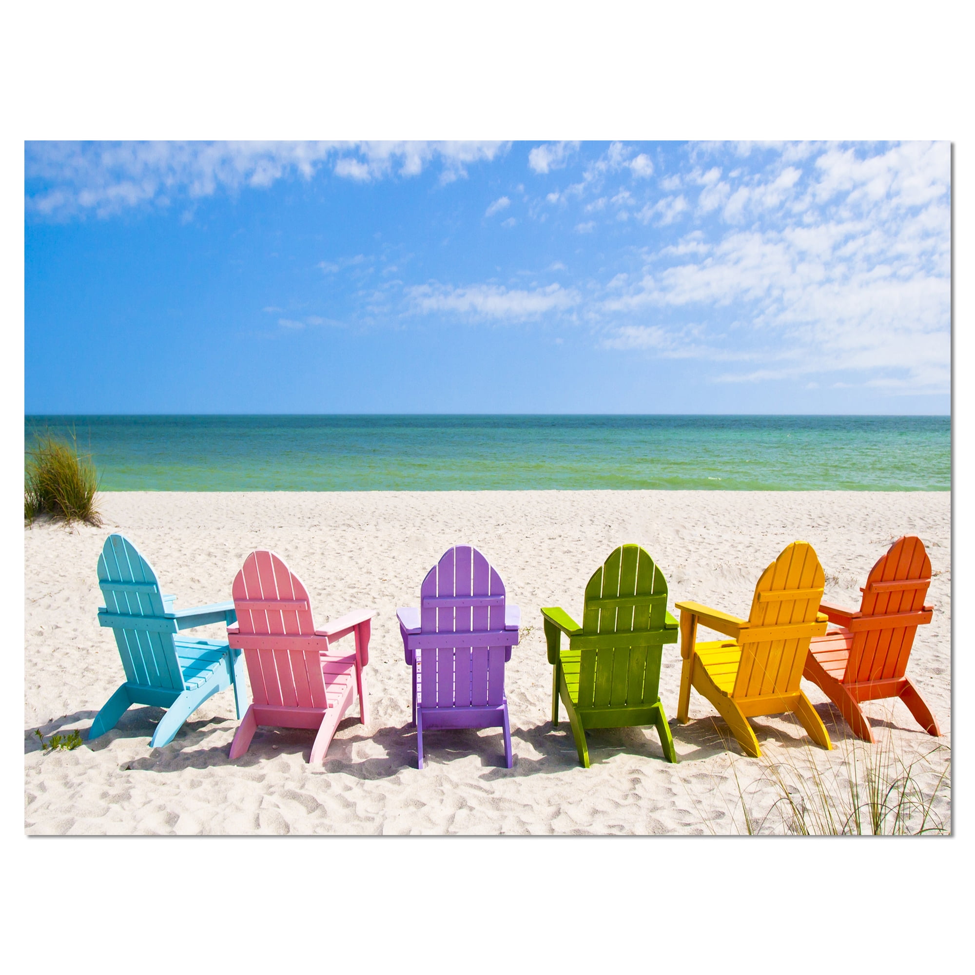 Colorful Adirondack Beach Chairs Seashore Canvas Art Print