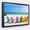 Designart ' Adirondack Beach Chairs ' Seashore Photo Framed Canvas Art