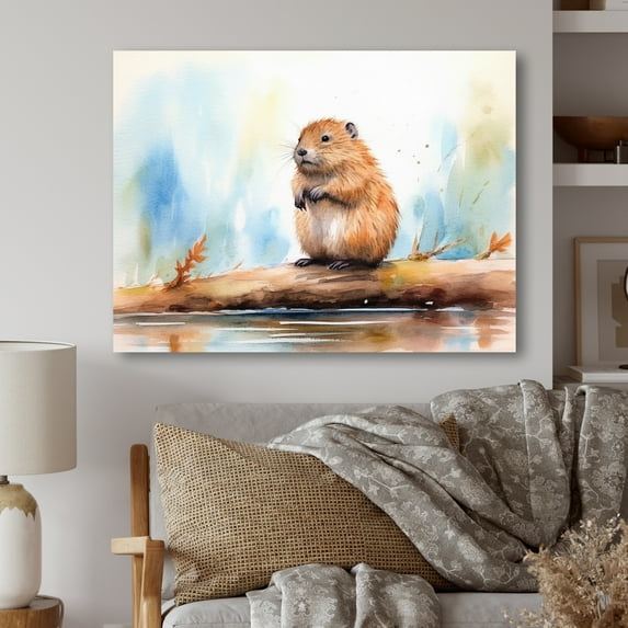 Designart "Adorable Beaver I" Animals Beaver Metal Wall Art