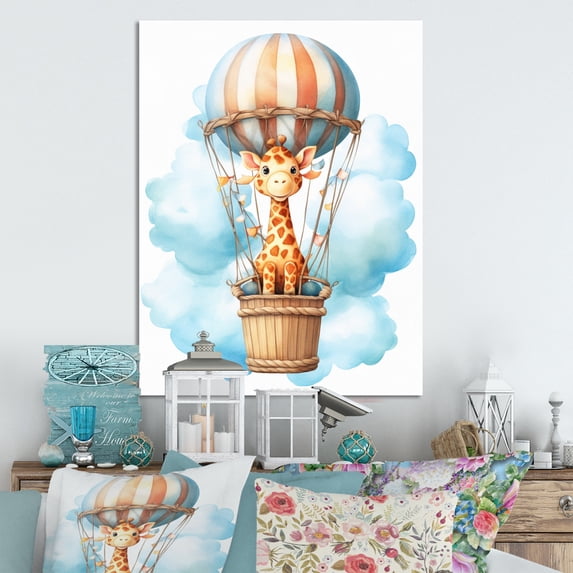 Designart "Adorable Giraffe in a Nursery IV" Children Metal Art Print