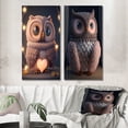 thumbnail image 1 of Designart "Adorable Knitted Pink Heart Owl II" Animals Owl Wall Art Set Of 2 - Children's Art Pink Wall Decor Set Of 2, 1 of 6
