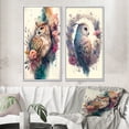 thumbnail image 1 of Designart "Adorable Owls Among Flowers II" Owl Framed Wall Art Set Of 2 - Multicolor Animals Framed Canvas Set For Living Room Decor, 1 of 7