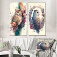 thumbnail image 1 of Designart "Adorable Owls Among Flowers II" Owl Wall Art Set Of 2 - Multicolor Animals Canvas Set For Living Room Decor, 1 of 7