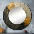 thumbnail image 1 of Designart "Adorned Gold And Black Pottery" Abstract Spirals Rund Mirror For Wall Decor - Large Black Round Print Mirror - Round Modern Mirror - Wall Mounted Round Large Mirror - 23" x 23", 1 of 6