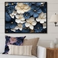 thumbnail image 1 of Designart "Adorned Violets In Blue And White" Violets Floater Framed Canvas Prints, 1 of 5