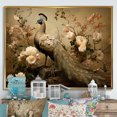 thumbnail image 1 of Designart "Adornment Of Classic Vintage Peacock Flowers" Animals Peacock Floater Framed Canvas Art Print, 1 of 5