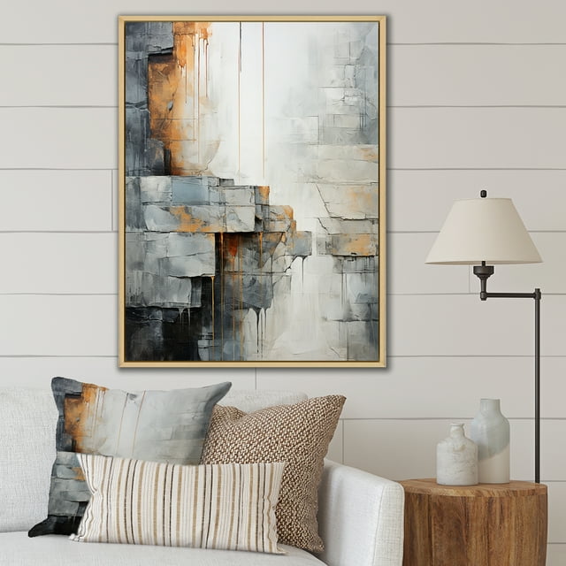 Designart "Adventure By The Waterfall Cliff III" Waterfall Floater Framed Wall Art Living Room