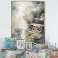 thumbnail image 1 of Designart "Adventure Scene: Waterfall in Gold & Grey II" Waterfall Floater Framed Canvas Art Print, 1 of 5