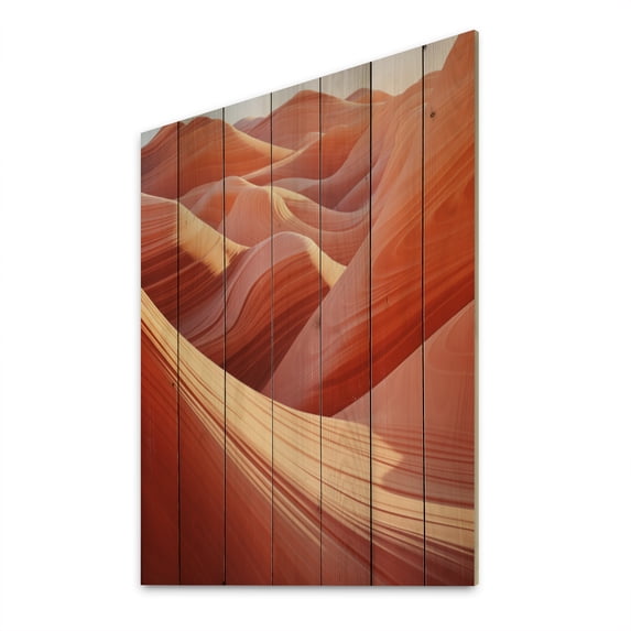 Designart "Aerial Dance Over the Desert VI" Landscape & Nature Print on Natural Pine Wood