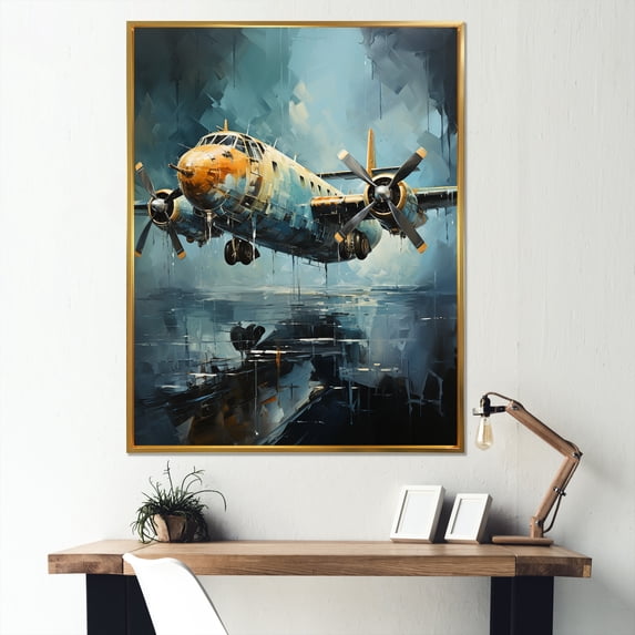 Designart "Aerial Reconnaissance By Military Aircraft II" Military Floater Framed Canvas Art Print