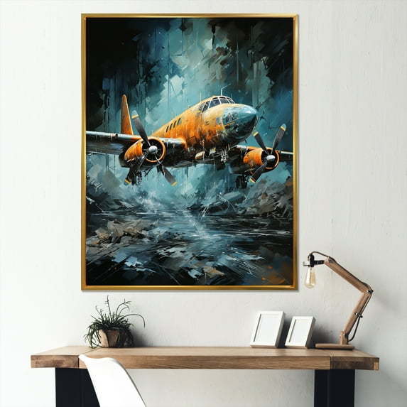 Designart "Aerial Reconnaissance By Military Aircraft" Military Floater Framed Wall Decor