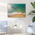 thumbnail image 1 of Designart "Aerial View Green Coastal Waves I" Beach Framed Wall Art - Coastal Beige Beach & Ocean Entryway Framed Wall Art, 1 of 6