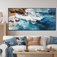 thumbnail image 1 of Designart "Aerial View Skyblue Coastal Waves I" Oversized Coastal Framed Wall Art - Coastal Blue Coastal Beach Entryway Framed Wall Art Print, 1 of 7