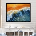 thumbnail image 1 of Designart "Aerial View of Beach in Blue and Orange III" Coastal Framed Wall Art - Coastal Blue Coastal Beach Entryway Framed Wall Art Print, 1 of 6