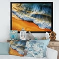 thumbnail image 1 of Designart "Aerial View of Beach in Blue and Orange IV" Coastal Framed Wall Art Decor - Coastal Blue Coastal Beach Entryway Framed Wall Art Print, 1 of 6