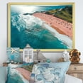 thumbnail image 1 of Designart "Aerial View of Beach in Blue and Pink IV" Beach Framed Wall Art Decor - Coastal Pink Beach & Ocean Entryway Framed Wall Art, 1 of 6