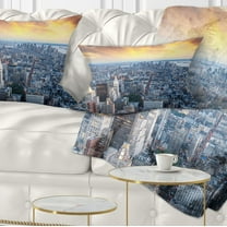 Designart Aerial View of NYC Skyscrapers - Cityscape Photo Throw Pillow - 12x20