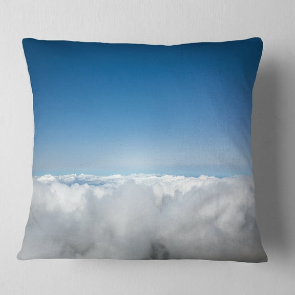 Designart Aerial View of Sky over Clouds - Contemporary Landscape Printed Throw Pillow - 16x16