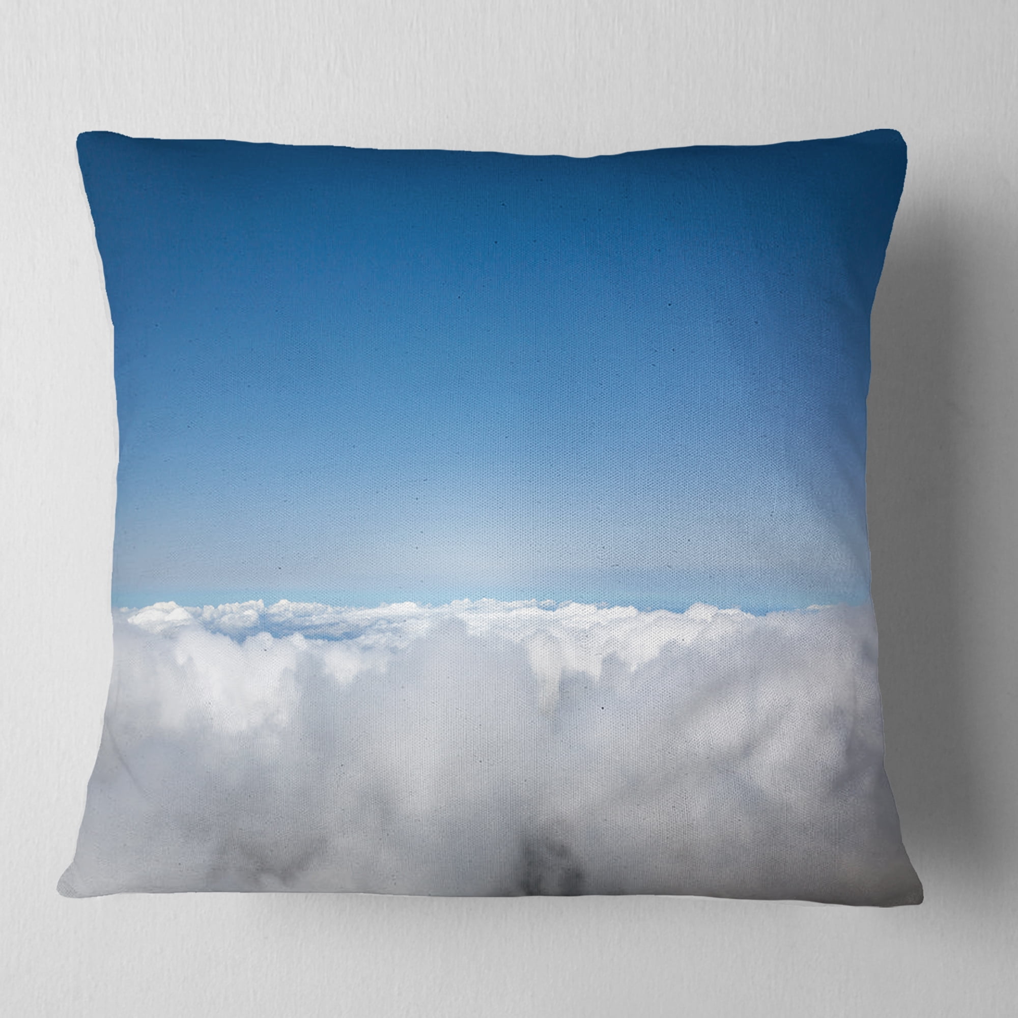 Designart Aerial View of Sky over Clouds - Contemporary Landscape Printed Throw Pillow - 18x18