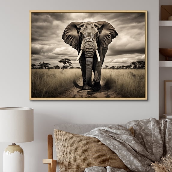 Designart "Africa Elephants beauty" Animals Floater Framed Canvas Print
