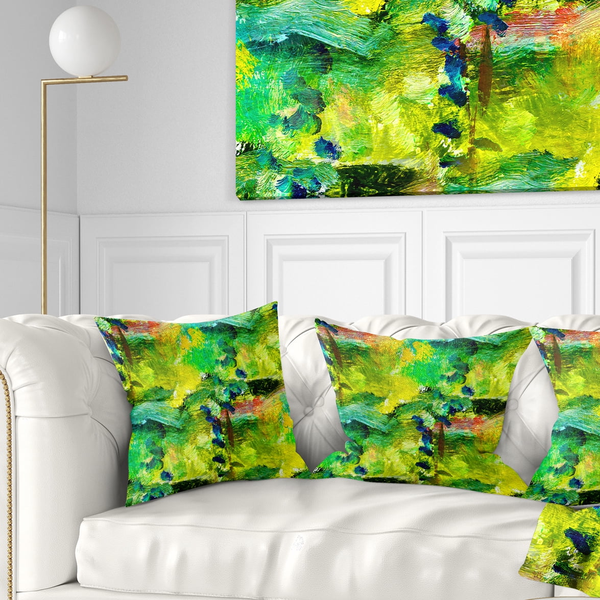 Designart Africa Green Texture - Abstract Throw Pillow - 16x16