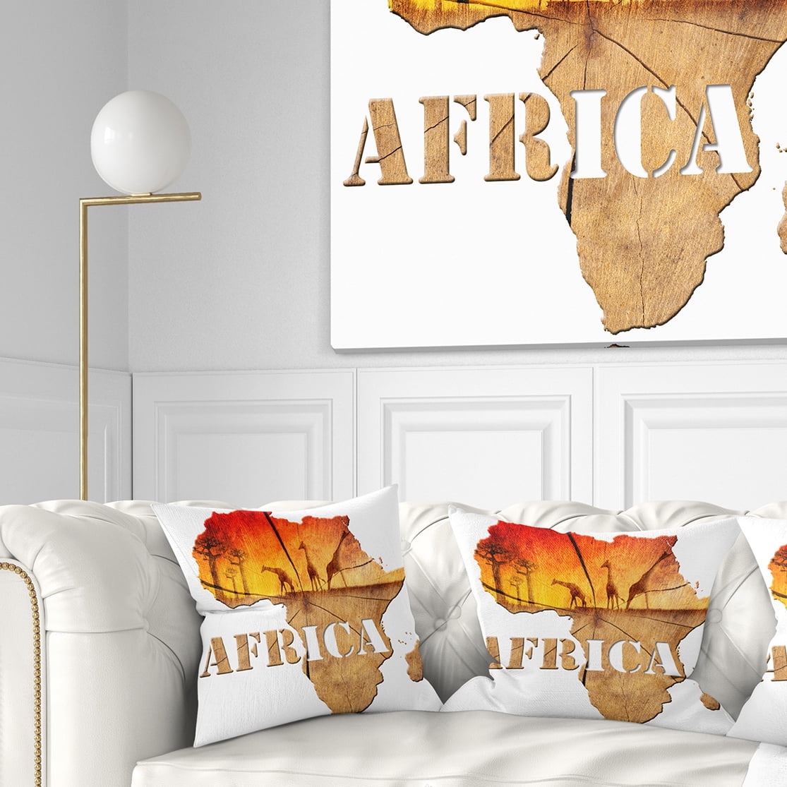 Designart Africa Map Wooden Illustration - Abstract Throw Pillow - 18x18