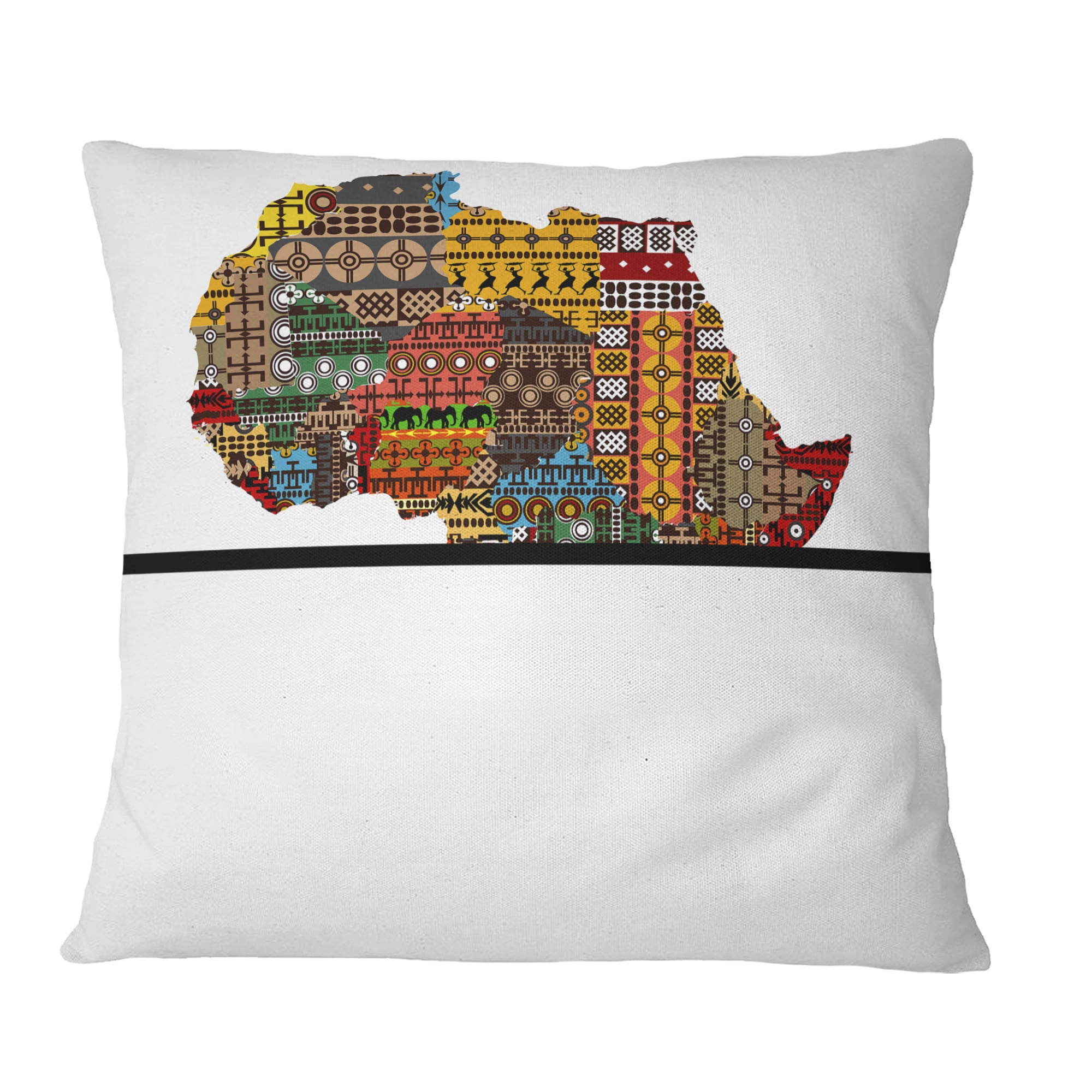 Designart Africa Map with Ethnic Textures - Abstract Throw Pillow - 12x20