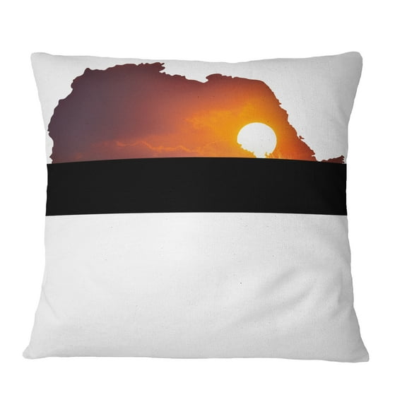 Designart Africa Map with Lion At Sunset - Abstract Throw Pillow - 12x20