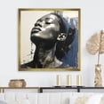 thumbnail image 1 of Designart "African American Portrait in Blue and Grey" Fashion Framed Wall Art Decor - Glam Blue Woman African American Hallway Framed Wall Art Decor, 1 of 6