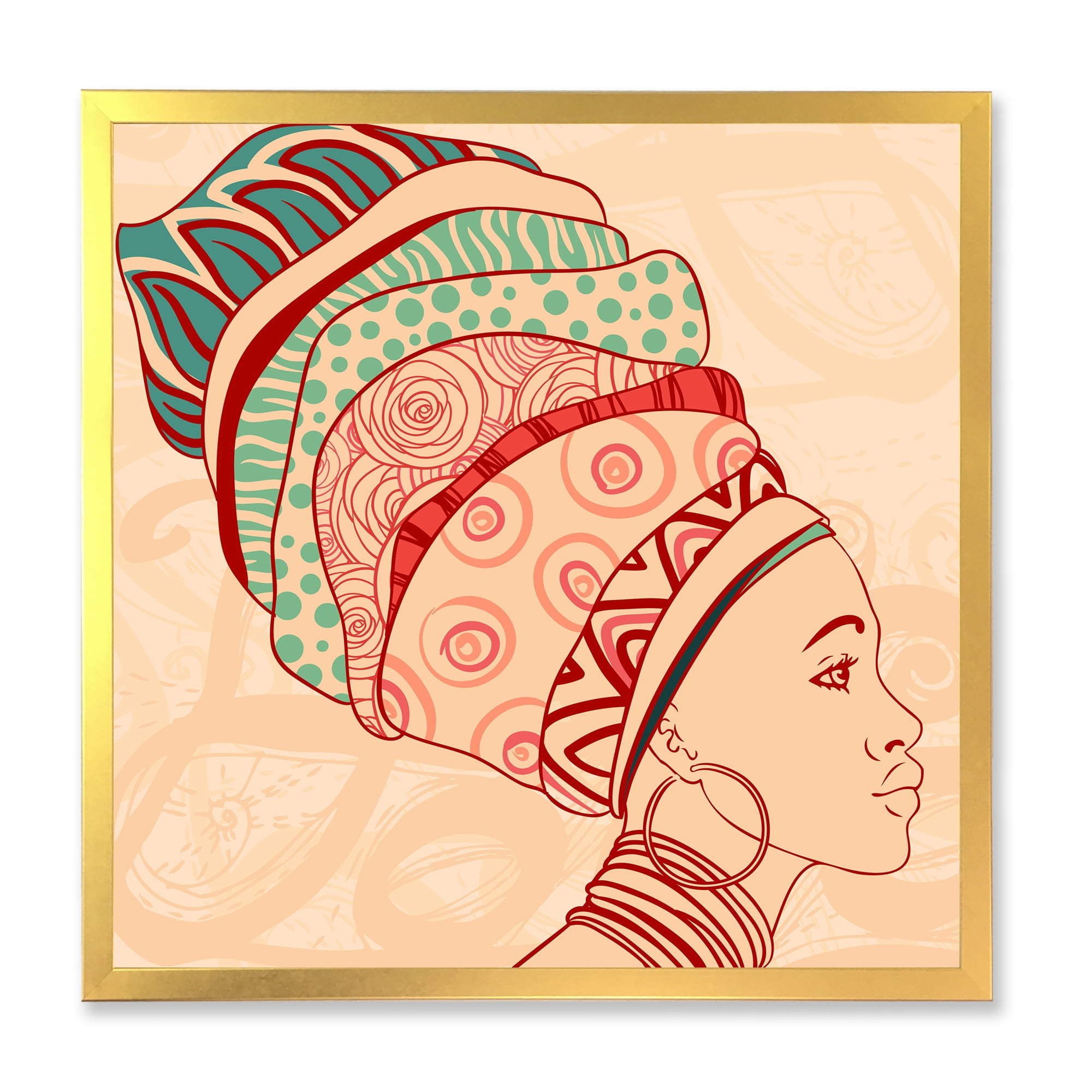 Designart 'African American Woman Portrait with Turban II' Modern Framed Art Print