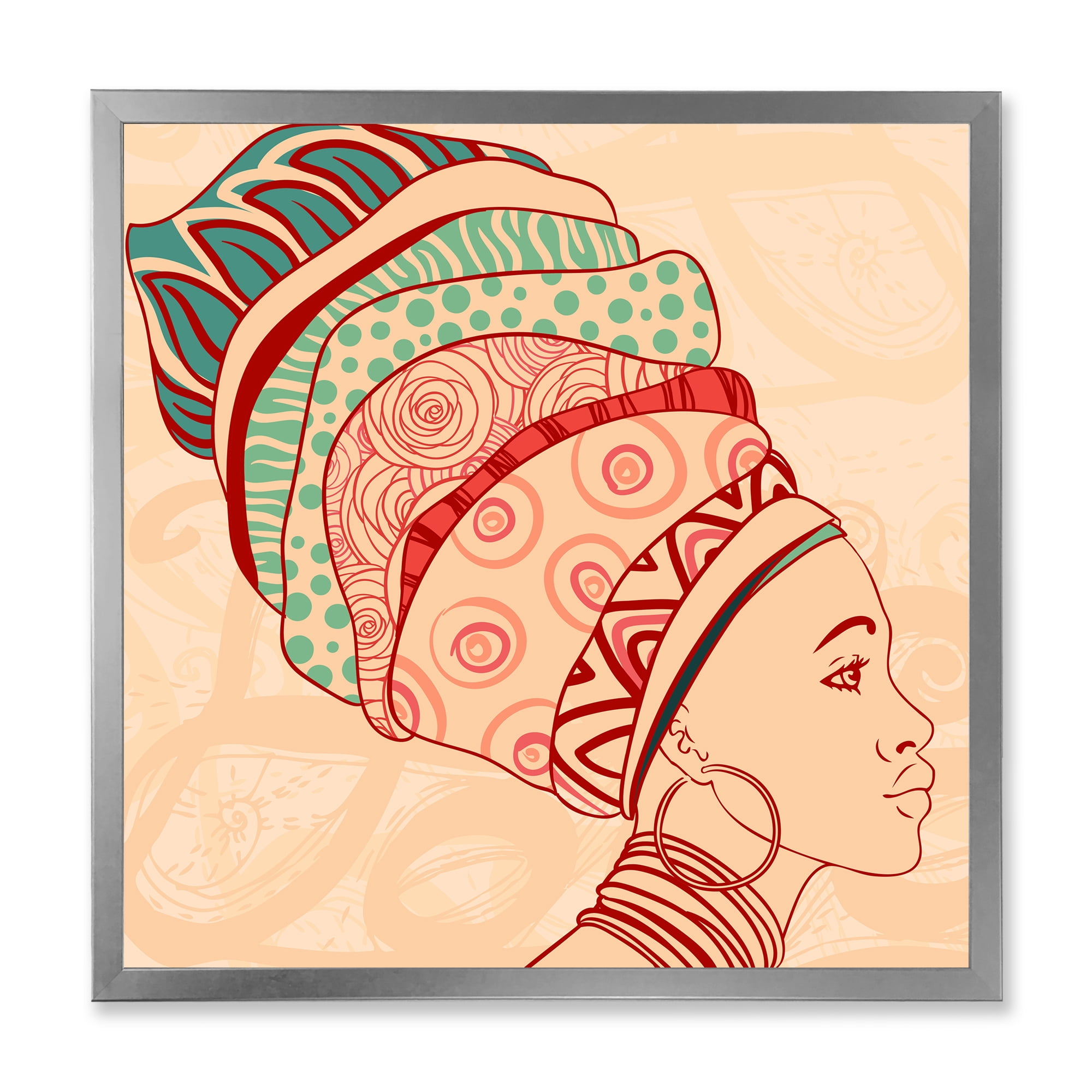 Designart 'African American Woman Portrait with Turban II' Modern Framed Art Print