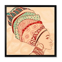 Designart 'African American Woman Portrait with Turban II' Modern Framed Art Print