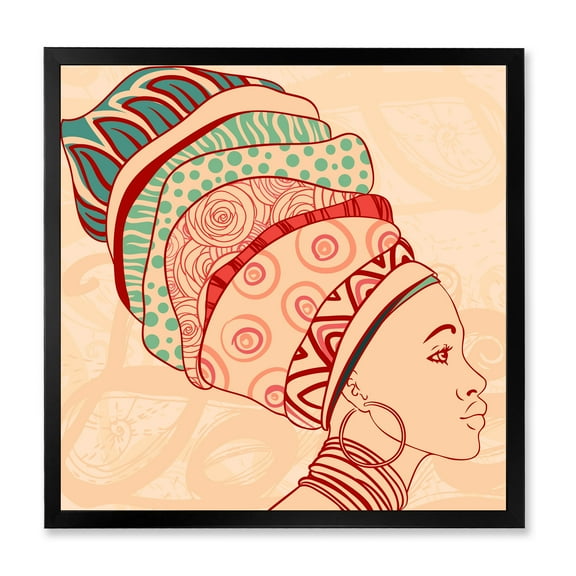 Designart 'African American Woman Portrait with Turban II' Modern Framed Art Print