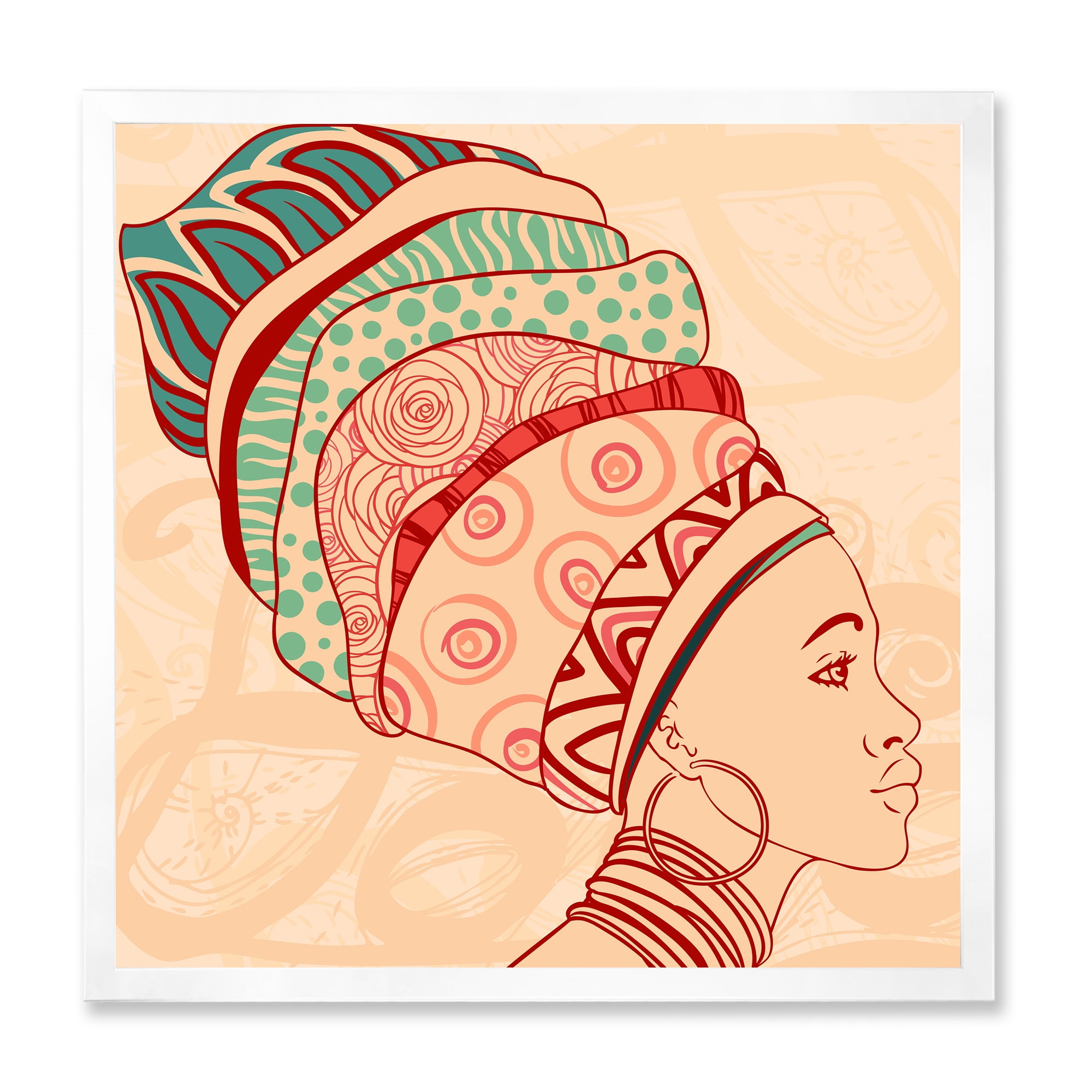 Designart 'African American Woman Portrait with Turban II' Modern Framed Art Print