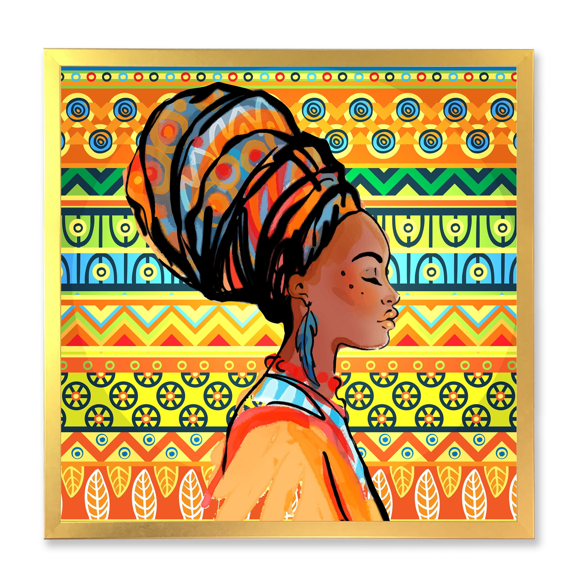 Designart 'African American Woman Portrait with Turban III' Modern Framed Art Print