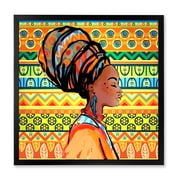 Designart African American Woman Portrait with Turban III Modern Framed Art Print