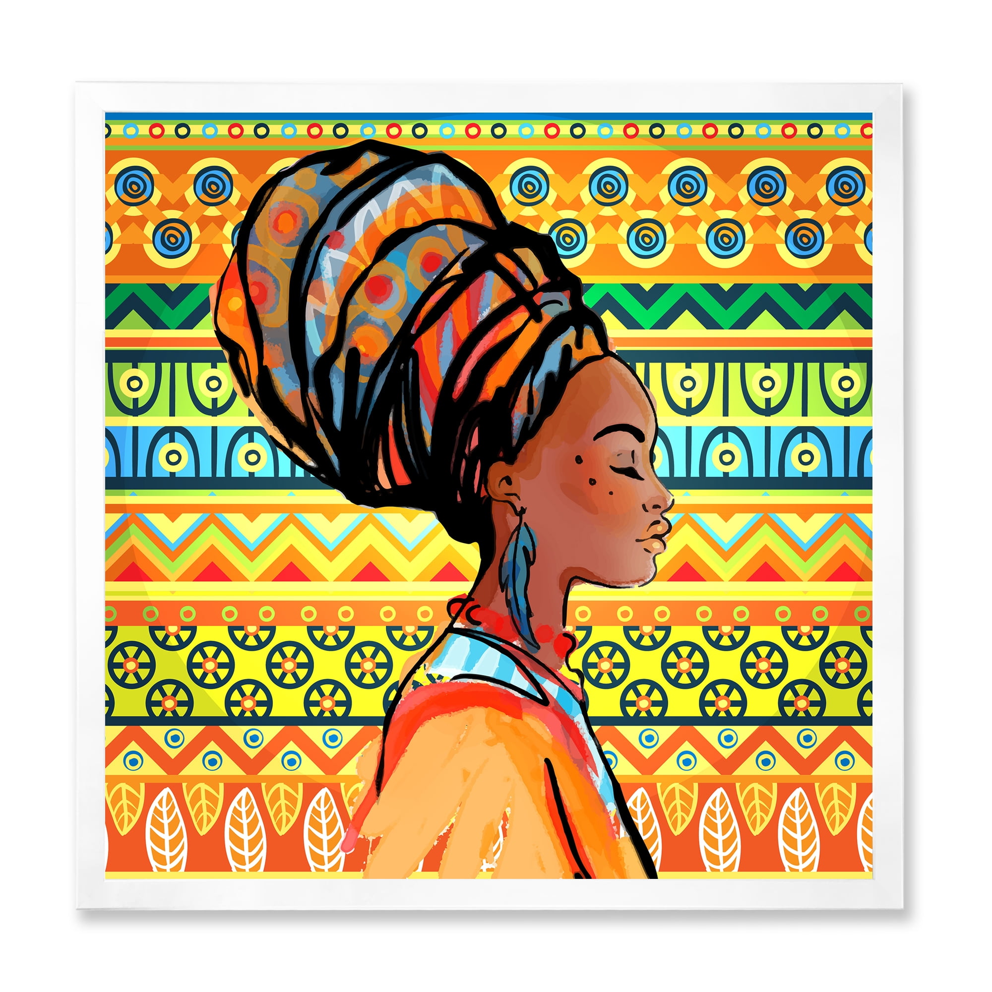 Designart 'African American Woman Portrait with Turban III' Modern Framed Art Print