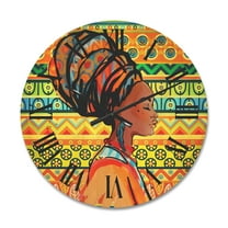 Designart 'African American Woman Portrait with Turban III' Modern Wood Wall Clock