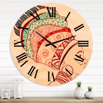 Designart 'African American Woman With Turban Ii' Modern Wall Clock